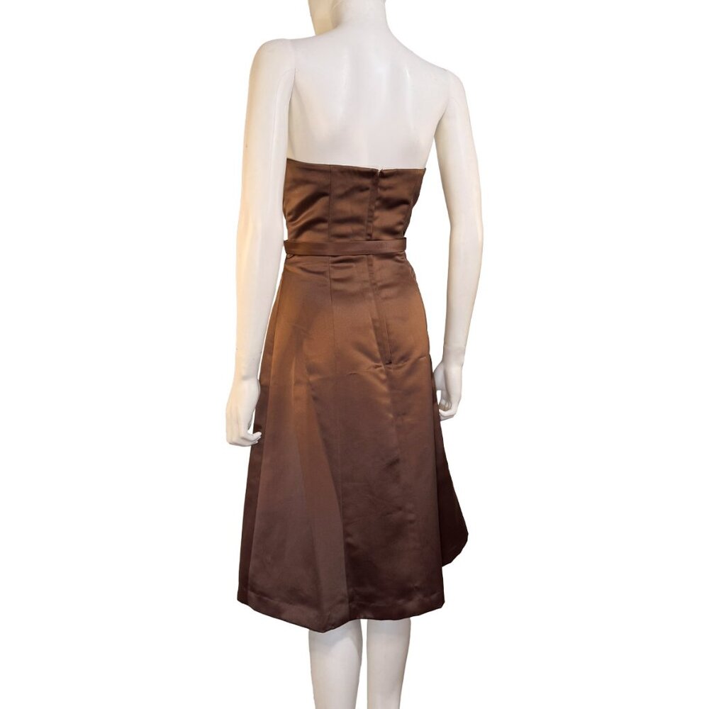 EUC Brown Satin Strapless Fit & Flare Prom Dress - Women Size 6 BCBGMaxazria - Picture 2 of 3